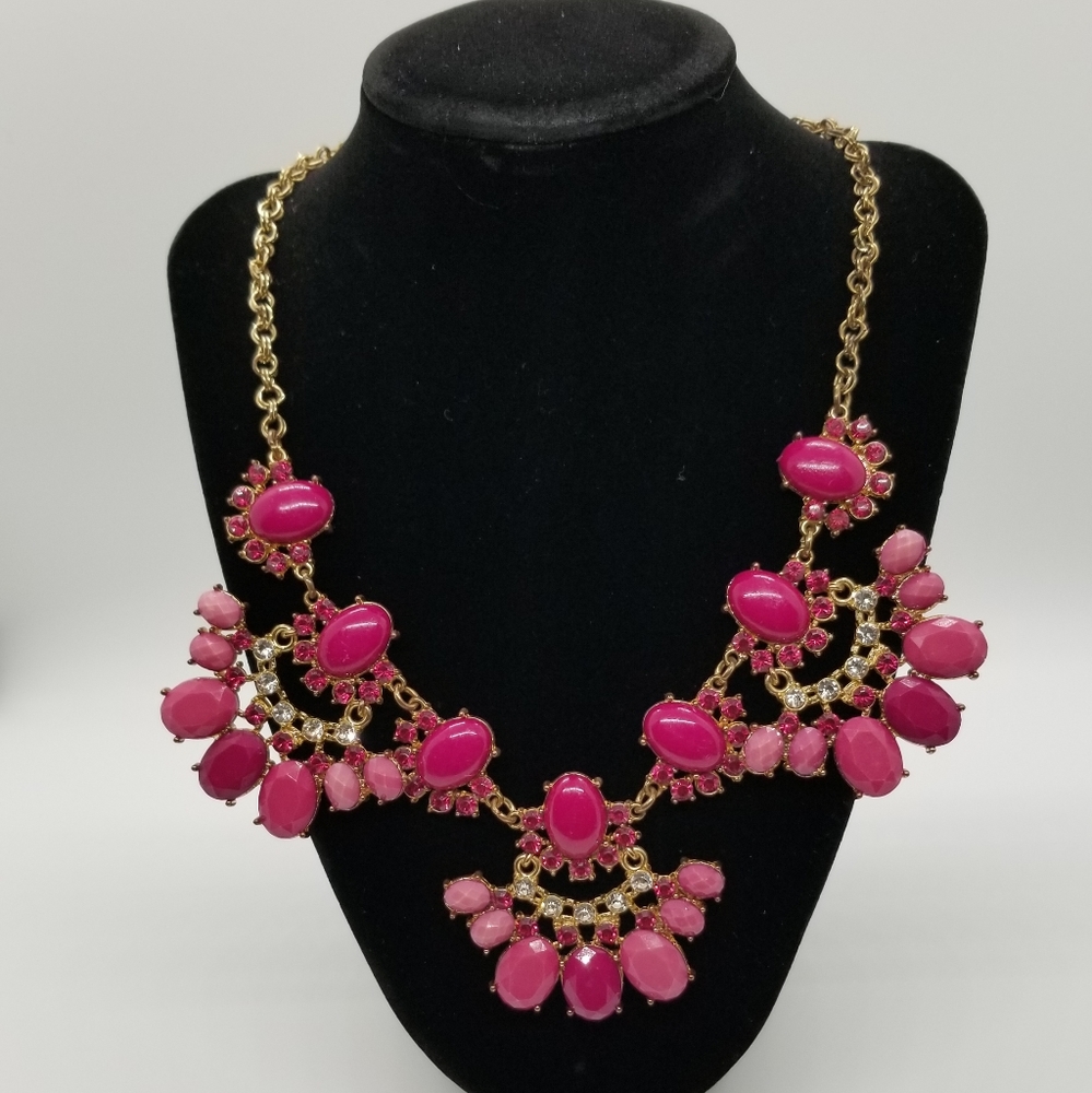 Hot pink and gold necklace